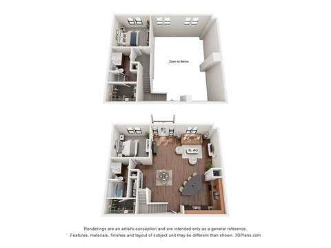 Floor plan for 2 beds, 2 baths, 1442 sqft